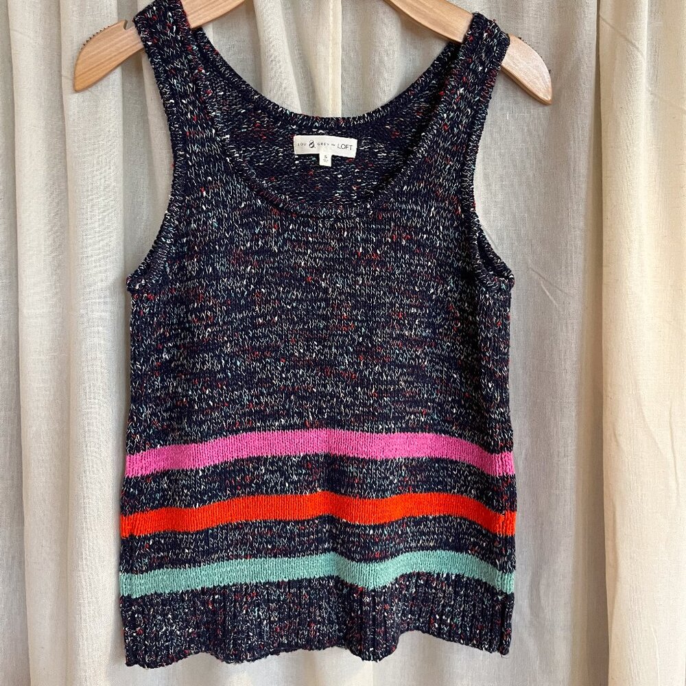 Lou & Grey Sleeves Knit Tank Top with Stripes